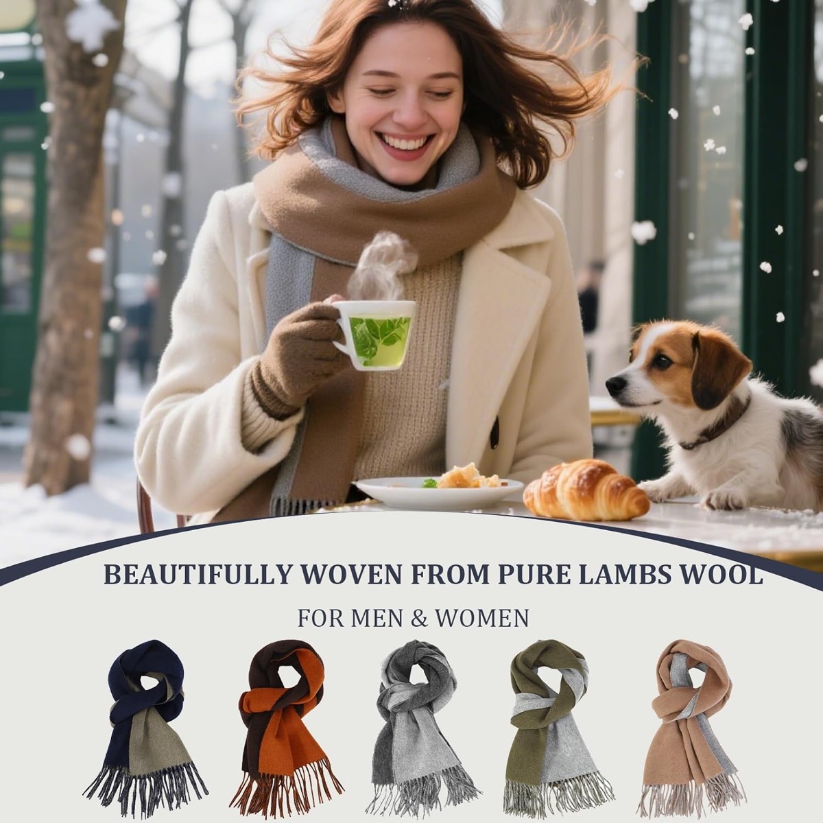 Pure Merino Wool Scarf for Men and Women | Thick Warm Winter Wrap, Extra-Long Versatile Styling, Ultra-Soft No Itch 2
