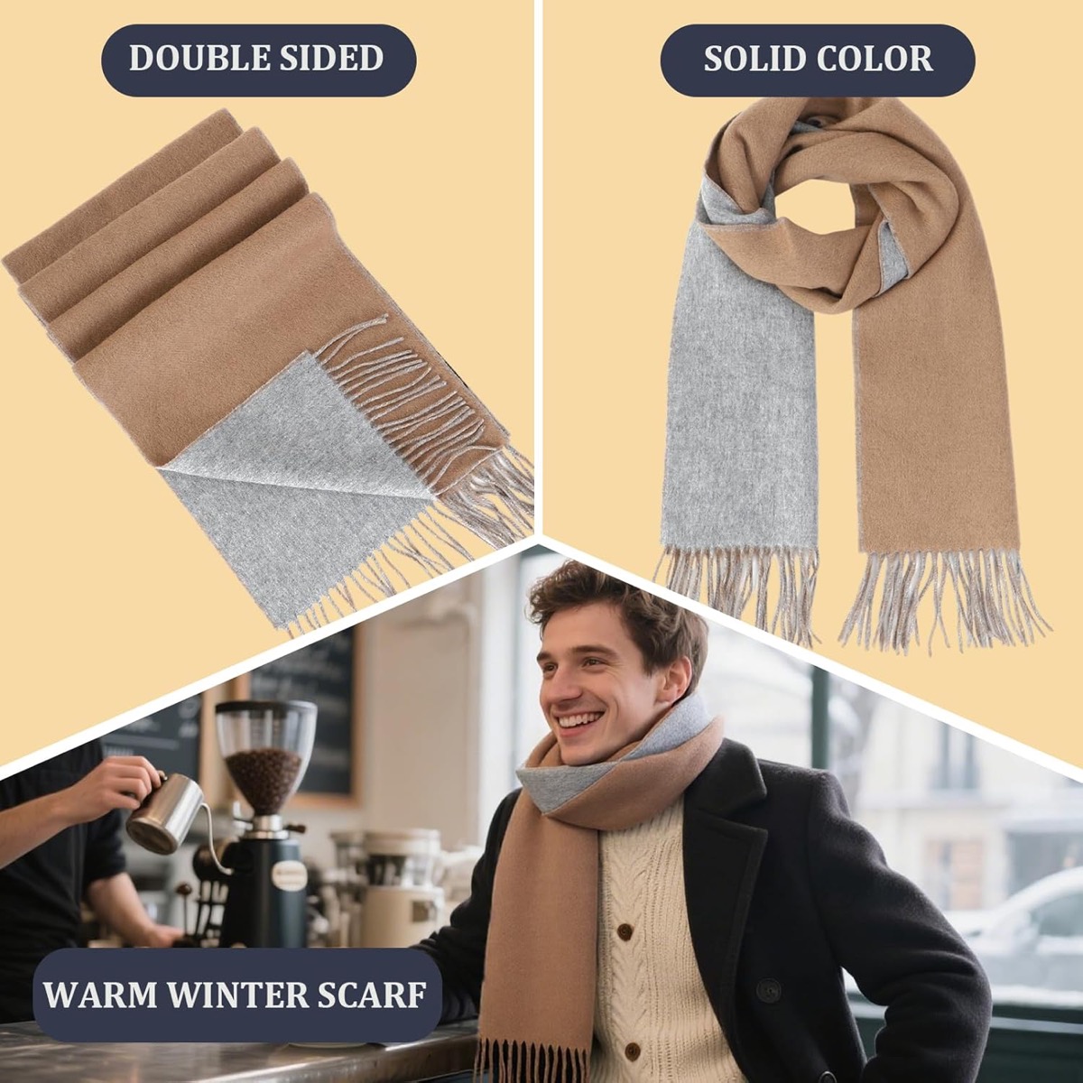 Pure Merino Wool Scarf for Men and Women | Thick Warm Winter Wrap, Extra-Long Versatile Styling, Ultra-Soft No Itch 3