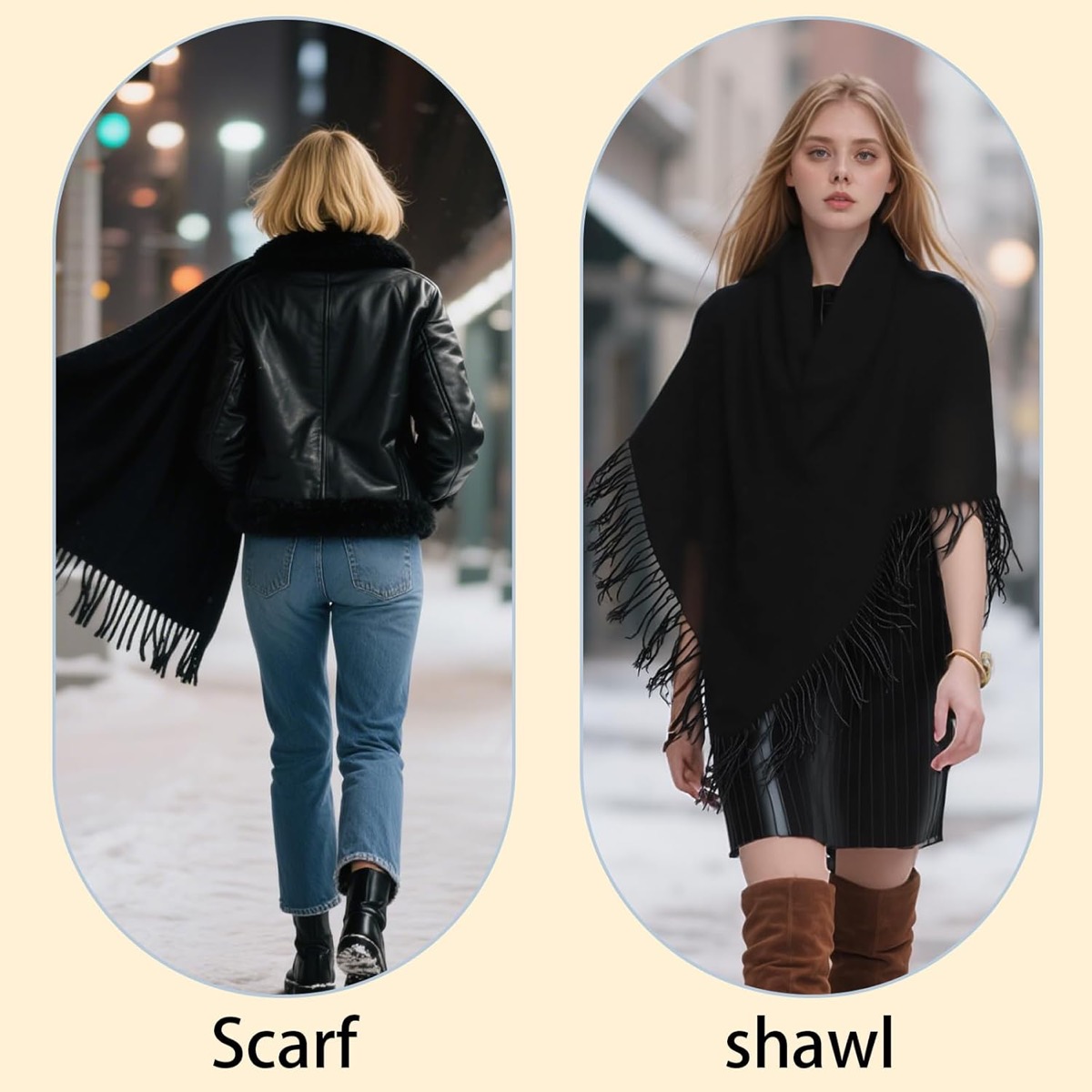 Winter Wool Blend Scarf Shawl Wrap for Women and Men | Thick Warm Solid Color Wrap, Extra-Long 78" Versatile Styling 4