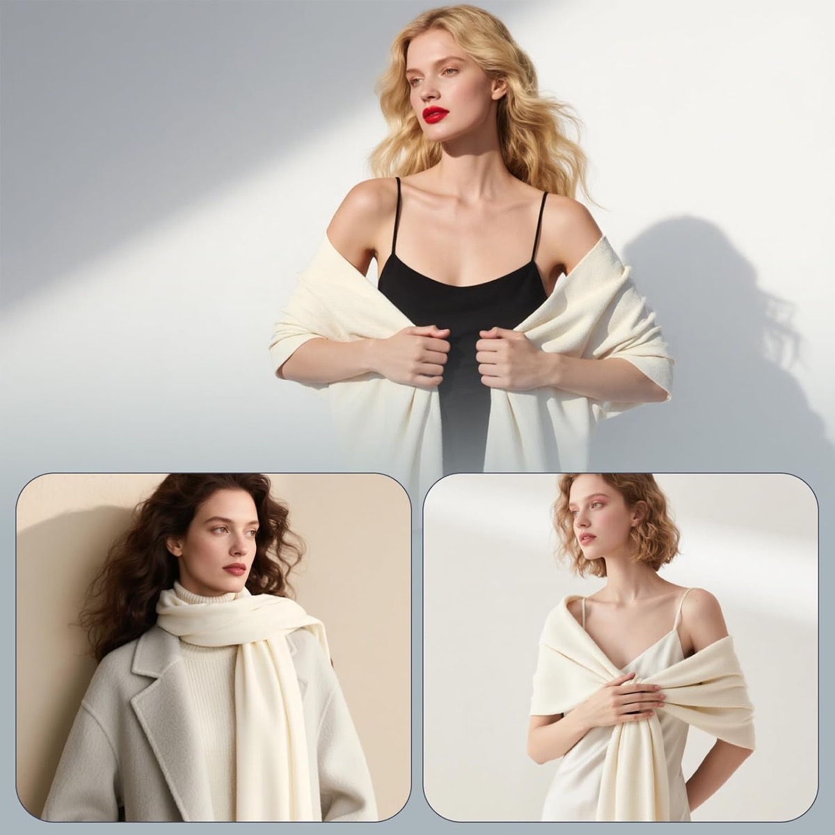 Knitted Wool Scarf for Women and Men | Soft Warm Winter Wrap Scarf with Fringe, 63" x 9.8" Versatile Cold Weather Styling 4