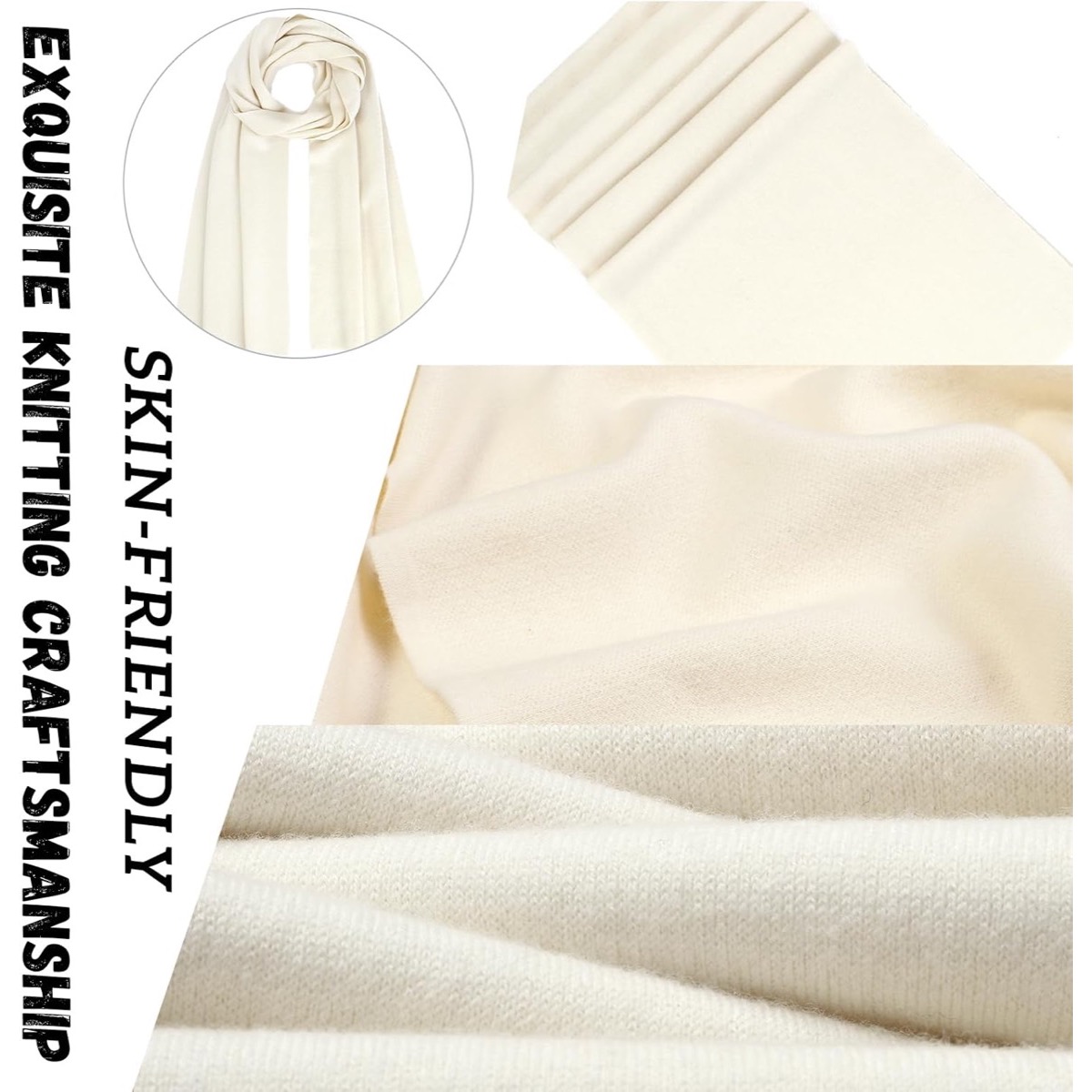 Knitted Wool Scarf for Women and Men | Soft Warm Winter Wrap Scarf with Fringe, 63" x 9.8" Versatile Cold Weather Styling 5